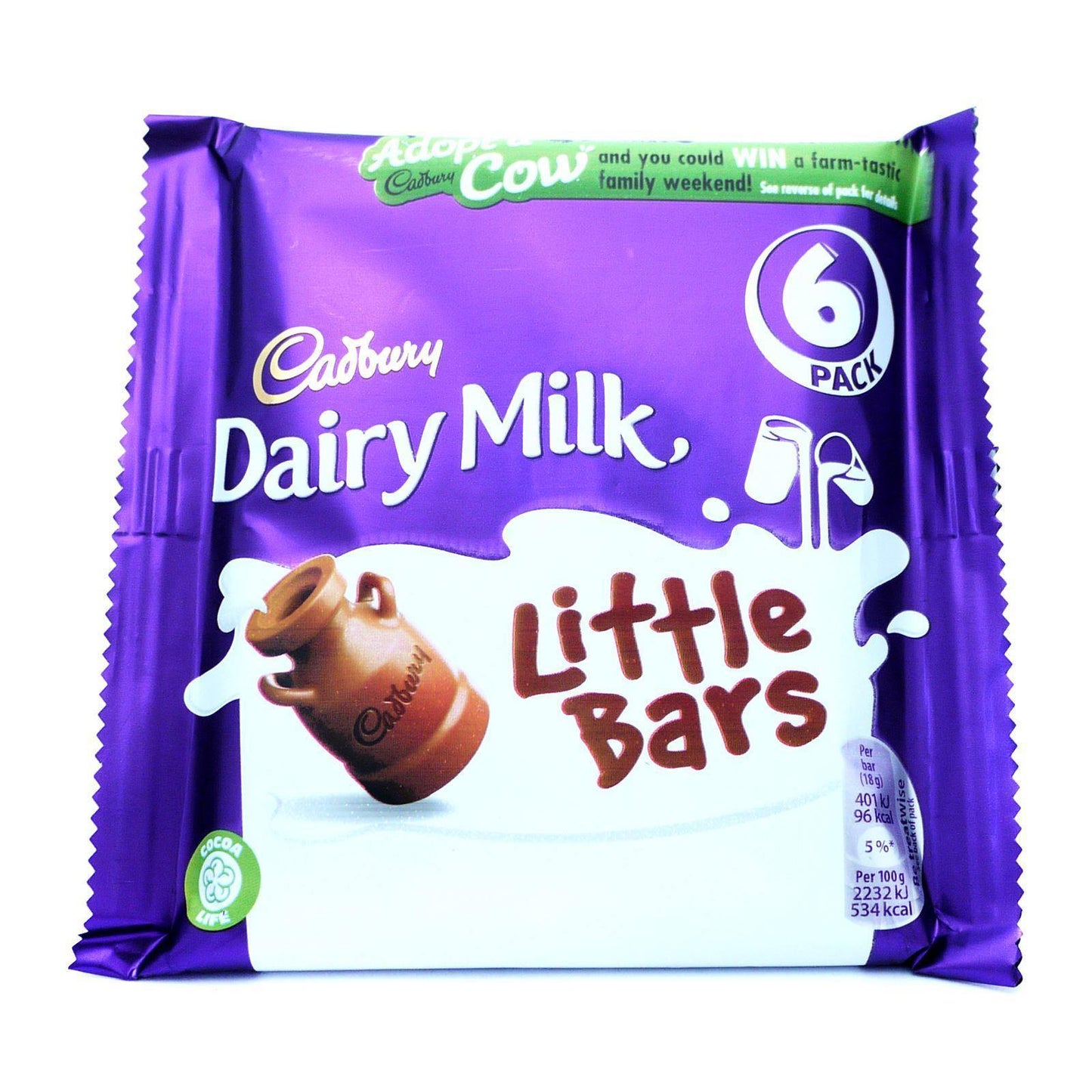 Cadbury Dairy Milk Little Bars 108g (18 Packs of 6, Total 108)
