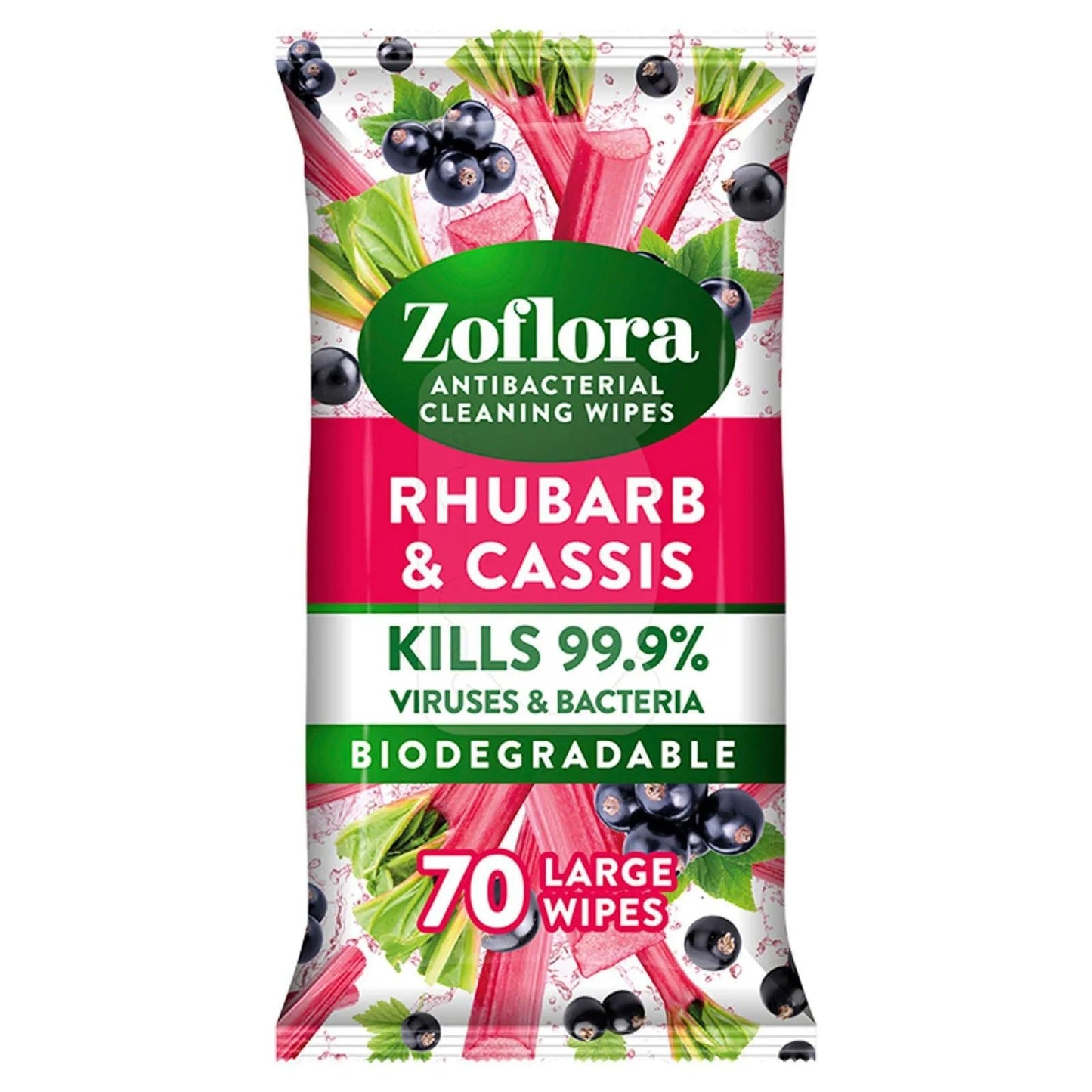 Zoflora Antibacterial Cleaning Wipes Rhubarb & Cassis 70s