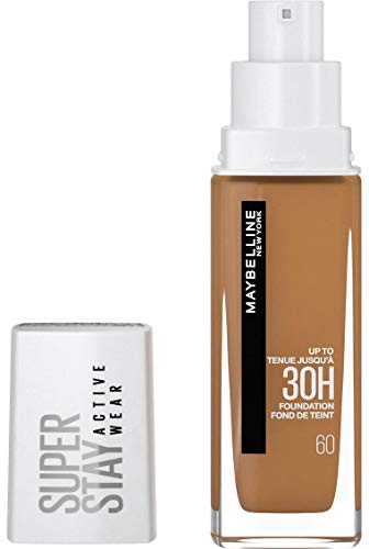 Maybelline New York Waterproof Foundation - High Coverage Long Lasting - Super Stay Active Wear Colour #60 Caramel (Medium to Dark) 1 x 30 ml