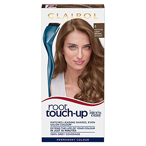 Clairol Root Touch-Up Permanent Hair Dye, 6 Light Brown, Full Coverage and Easy Application, 50 ml