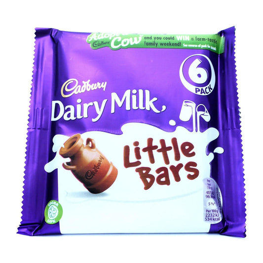 Cadbury Dairy Milk Little Bars 108g (18 Packs of 6, Total 108)