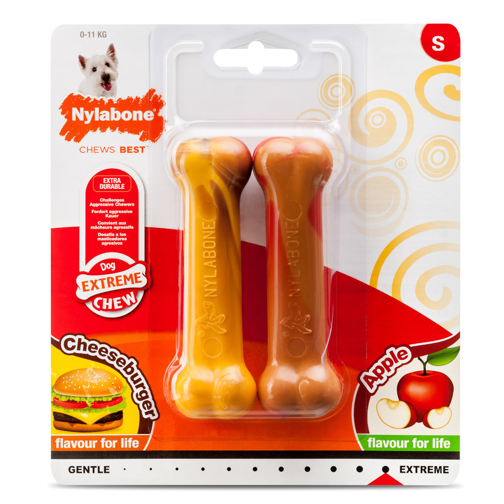 Nylabone Beef with Cheese / Apple Extreme Bone Small Pack of 2