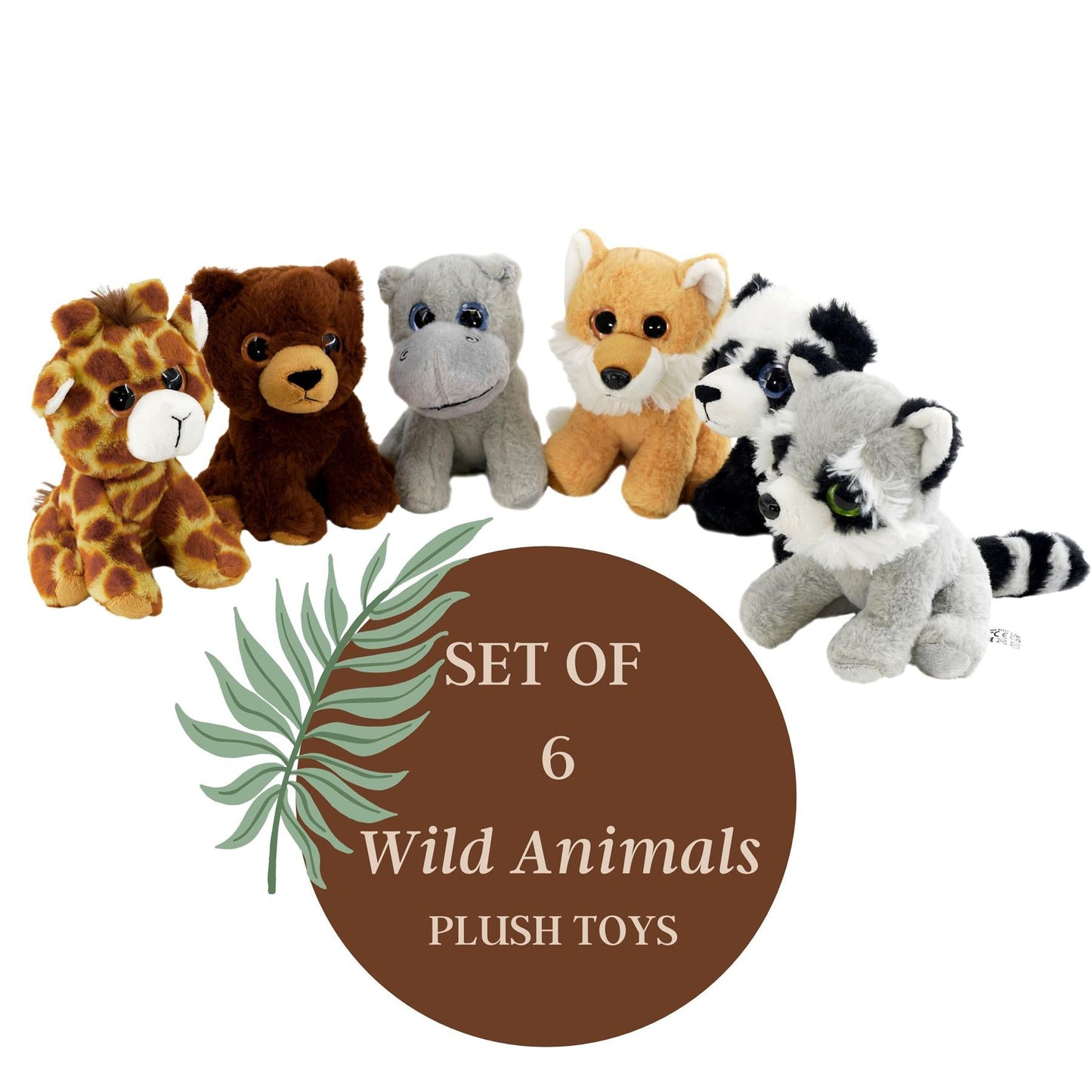 Set of 6 Soft Plush Animals Toys