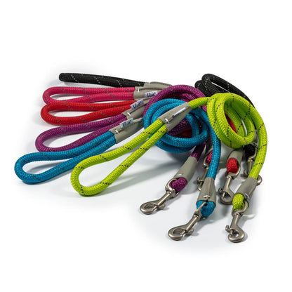 Ancol Viva Dog Rope Lead Snap Hook Reflective Red 2 Sizes